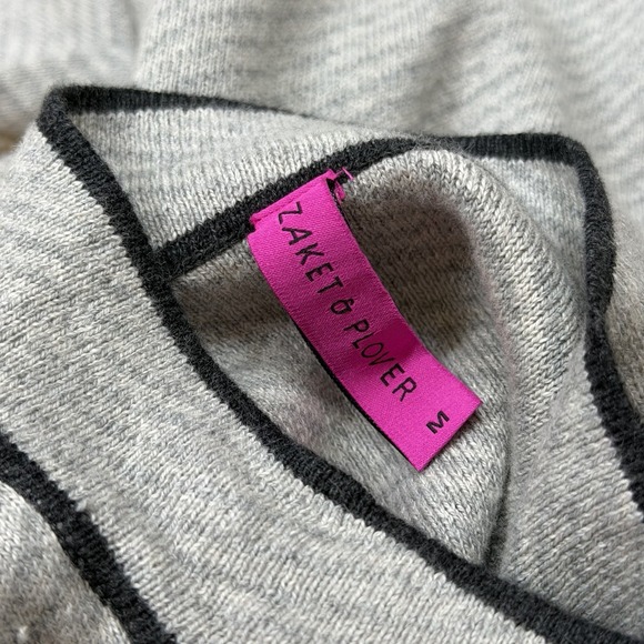 Zaket & Plover Neru Collar Sweater Cotton/Cashmere Blend Contemporary Knit Gray - Picture 5 of 6